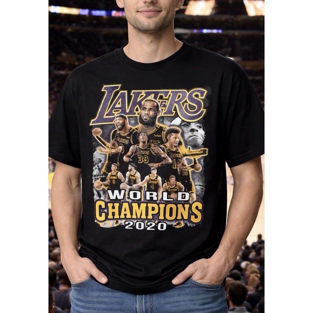 Los Angeles Lakers Mens Black World Champions 2020 Short Sleeve Tee M Velan